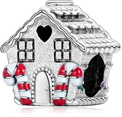 Annmors Donna Ciondolo Casa di Pan di Zenzero Argento 925 Colgantes con Zirconia cubica per Charms Bracciale