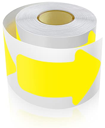 Meitaat 200 Stück Pfeil Aufkleber 7,6 x 15,2 cm Pfeile Bodenmarkierung Rolle Selbstklebend Boden Sticker Wetterfest Fluoreszierende Gelb