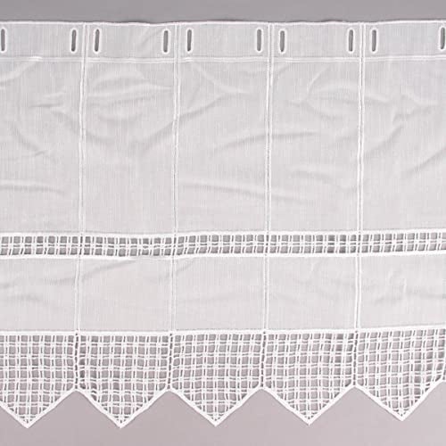 SCHÖNER LEBEN. Scheibengardine nähfrei Stickerei Blütenranken Ecru 120cm