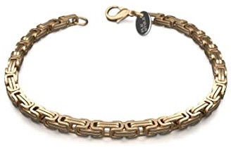 Fly Style Byzantiner Königskette Gold Edelstahl - Königsarmband Armband Herren 18 Karat vergoldete Kette - 5mm breit, 18cm lang