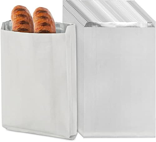 DEAYOU 150 Pack 4 LB Foil Hamburger Wrappers,16 × 3.8 × 25 cm Grease Resistance Paper Foil Hot Dog Bags, Insulated Aluminum Foil Sandwich Wrap Sleeves, for Fast Food, Food Truck, Serving, BBQ