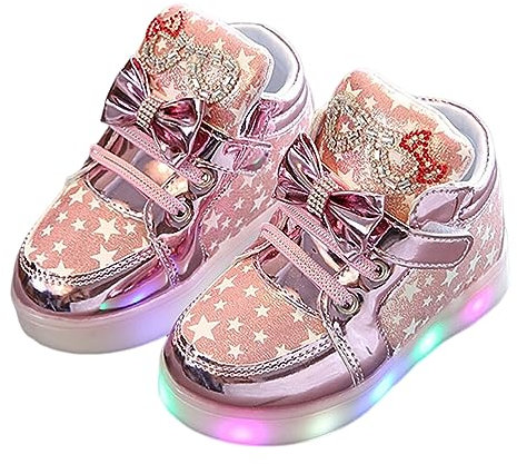 ORANDESIGNE Chaussures de Sport Enfants Basket LED Bébé Fille Garçon Casual Baskets Basses Lumineux Chaussures Sneaker Running Mixte Bébé G Rose 21 EU
