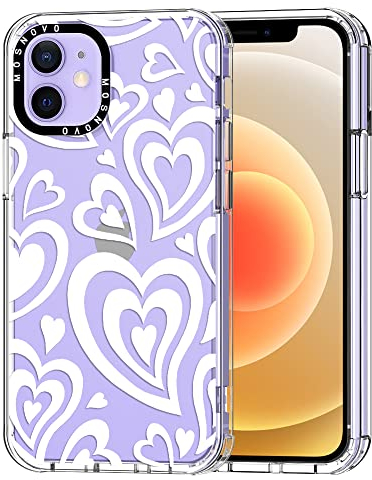 MOSNOVO für iPhone 12 / iPhone 12 Pro Hülle – Durchsichtige, schlanke, stoßfeste TPU+PC-Handyhülle, [6,6 Fuß Fallschutz/Anti-Abziehen] - Herz drehen