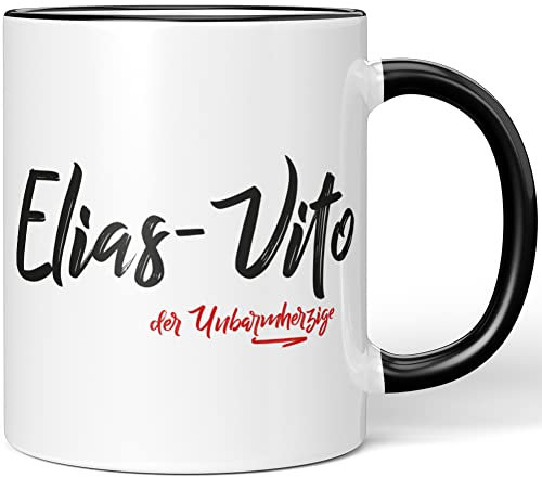 JUNIWORDS Tasse, Elias-Vito, der Unbarmherzige, Schwarz (5229224)
