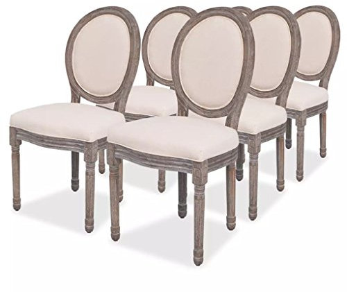 XIAOGUANG Esszimmerstühle 6 STK Esszimmer Stühle, Essstühle, Dining Chairs, Armlehnstuhl, Schlafzimmerstuhl, Küchenstuhl, Küchensessel, Creme Stoff