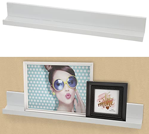 Cepewa Bilderleiste für die Wand │ 58cm MDF weiß │ Brett Wandregal Board Schweberegal │für Postkarten und Bilder (1 x Bilderleiste weiß)