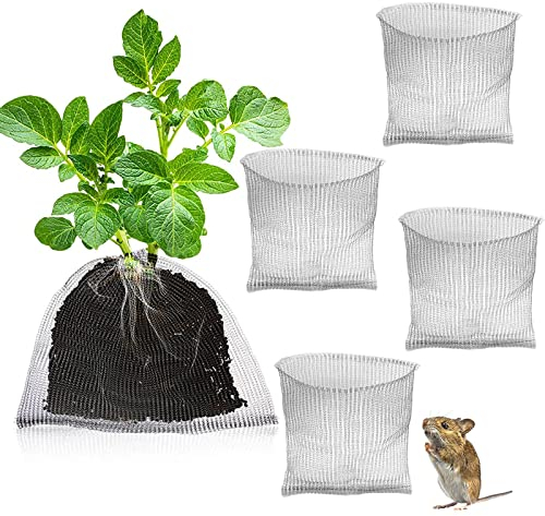 VIKY 4 Stück Wühlmauskörbe,Wurzelschutz Pflanzkorb,Edelstahl Metallnetzbeutel,Insektensicherer Drahtkorb für Blumen Graswurzeln,Wurzelschutzkörbe für Schutz der Wurzeln von Pflanzen, Blumen, Gemüse