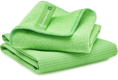 Geweldig Schoon Fensterputztücher Set - Reinigungstuch und Trockentuch - Mikrofasertücher - Größe M - Grün