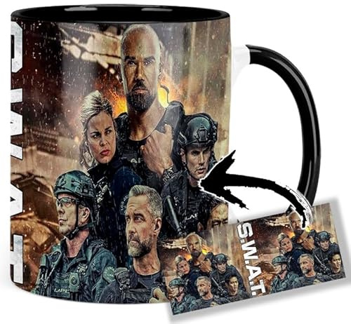Swat Shemar Moore Kenny Johnson Lina Esco Alex Russell David Lim Tasse Innen & Henkel Schwarz Keramikbecher Mug