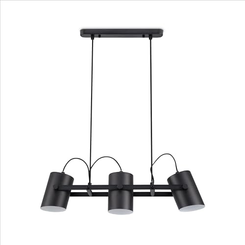 Paco Home Pendellampe Wohnzimmer Esszimmer Hängelampe Küche Esstischlampe Pendelleuchte 1,5m Textilkabel E27 Industriell, Lampenart:Pendelleuchte 3-Flammig, Farbe:Schwarz 2