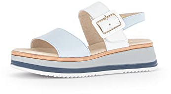 Gabor Damen Keilsandalen, Frauen Sandalen,Moderate Mehrweite (G),Keilabsatz,Wedge-Heel,bequem,flach,Artic/Weiss (LDS),40 EU / 6.5 UK