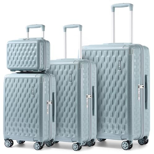 Sea choice Set di 3 Valigie ABS+PC Custodia Cosmetica Set di Valigie con Serratura TSA 4 Ruote Girevoli Set di Bagagli da Viaggio 4 pezzi (55cm/65cm/75cm)