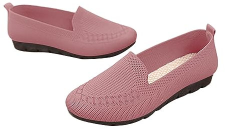 Set per la Morbido in Maglia Tinta Unita Casual Indossa Scarpe Singole da Donna Traspiranti 35—42 Ballerina Pelle Scarpe (Pink, 42)