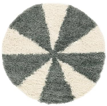 RugVista Merry Teppich, Kinderzimmerteppich, ∅ 100 cm, Rund, Kinderteppich für Kinder, Polypropylene, Spielteppich Babys Junge Mädchen, Keine schädlichen Stoffe, Grün/Naturweiß