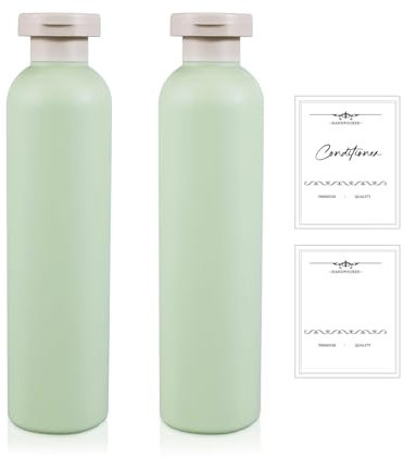 UMETASS 2 bottiglie da viaggio da riempire, a prova di perdite, set da viaggio con coperchio flip top, bottiglie vuote da viaggio (verde, 260 ml)