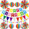 PatiCool Wiederverwendbare Geburtstagsdeko, Pre-Strung Bunt Geburtstag Party Deko, Regenbogen Happy Birthday Deko - Happy Birthday Girlande, Wimpelkette Geburtstag, Wabenbälle, Papierfächer
