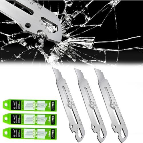Schweres Mehrzweck Gebrauchsmesser Cuttermesser Profi Edelstahl Mit 10-teiligen SK5-Klingen, Robust Und Ultrascharf, Teppichmesser Druckguss Cutter Messer Für Heimwerk & Gewerbe (Messer-3pcs)