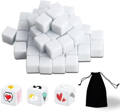 Set di dadi vuoti da 20 mm, 50 dadi in acrilico bianco con bordi arrotondati, dadi da gioco a 6 facce per giochi da tavolo, apprendimento, artigianato e hobby (20mm)