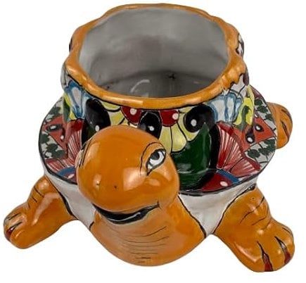 Generic Talavera Pot de fleurs en forme de tortue Orange Petit format, XM-DECO-073