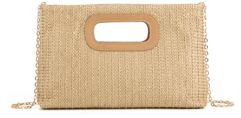 LHHMZ Top Handle Straw Clutch for Women Summer Clutch Straw Evening Bag Raffia Tote Woven Beach Clutch