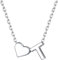 ChicSilver Silber Kette für Damen, Buchstabe Kette mit Herz, Kleine Herz Halskette mit Letter T Anhänger, Modeschmuck für Valentinstag Geburtstag