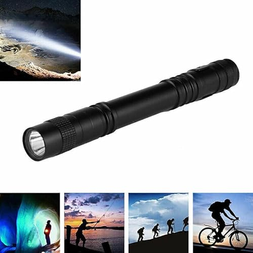 Llzzy LED Pen Torch Mini Flashlight Super Bright Torches with Pocket Clip Small LED 220 Lumens Waterproof Pocket Light for Hiking Camping Hunting Fishing Repair Work, 2 AAA Battery Powered (200 PCS)