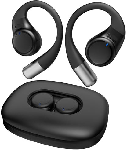 VEN-DENS Open-Ear Sport Earbuds, Bluetooth 5.4 Wireless Headphones with Ear Hooks, Air Conduction, 45 Hours Playtime, Enhanced 16.2mm Bass, Ergonomic Design for Running and Fitness