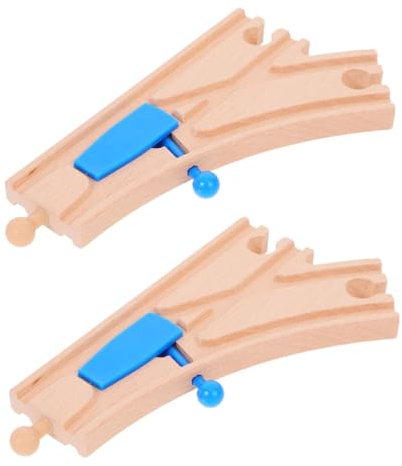 TOYANDONA 2St Zugzubehör Schienenweiche Spielzeug Holzschienen Spielzeug für Jungen holzspielzeug interaktives Spielzeug Bahngleise Holz Gleisstützen Holzbahn Modelleisenbahn Plastik