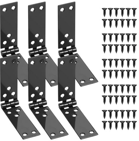 6 Pcs Charnière de Caisse, Charniere Caisse, Charnière de Portes en Bois, Charnières de Porte, Charnière Pliante, Bande de Caisse, Charnière de placard pour Boîtes en Bois Armoires (150 x 25 mm)