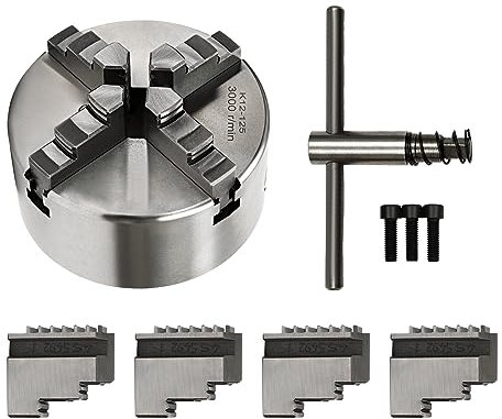 Drechselfutter - 4-Backenfutter Spannfutter, K12-125mm Selbstzentrierendes Drehfutter Set, 4-Backen-Spannfutter Werkzeugmaschine für CNC Drehmaschine DIY Gravur- / Fräsmaschine