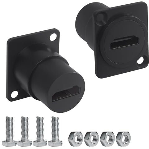 Duttek Lot de 2 connecteurs HDMI Femelle vers Femelle à Montage sur Panneau, 18 Gbit/s 4K HDR Via coupleur traversant pour équipement audiovisuel et Home cinéma, Marine, Design étanche à Visser
