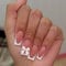 French False Nails - 24Pcs Square Press On Nails Short,12 Sizes Fake Nails with Glue - French Tip False Nails with 3D Bow Pearl Patterns,Removable Full Cover Women Brides Nail Art Accessories