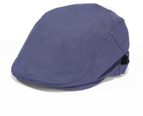 Berretto Piatto Uomo Donna 55-60cm Regolabile Baschi Scozzesi Berretto Gatsby Vintage Cotone Elegante Estivo Visiera Classica Cappello Coppola Casual per Tempo Libero Blu