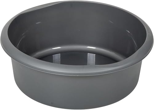 HOCHSTE® Addis Washing Up Bowl 7.7L, Fits Most Kitchen Sinks, BPA-Free Plastic, High Gloss Finish, Easy Clean & Durable with Raised Feet for Drainage, Holds 10-Inch Plate (Metallic Grey)