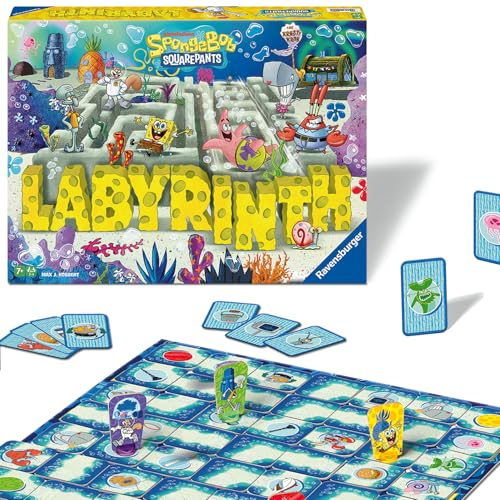 Ravensburger Spiele 25090 - Spongebob Schwammkopf Labyrinth - Der Spieleklassiker im Look der Serie für 2-4 Spieler ab 7 Jahren