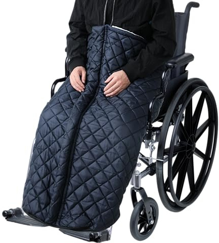 ZHNANDAMAI Manta para Silla Ruedas, Saco Térmico para Silla De Ruedas Invierno 3 Capas Gruesa Cálida Antifrío, Ajuste Universal para Adultos Mayores, Ajuste Universal, (Azul)