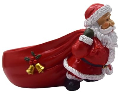 Sharplace Santa Claus Statue Christmas Sculpture with Storage Bowl Gift Key Holder Sundries Container for Office Entrance Living Room