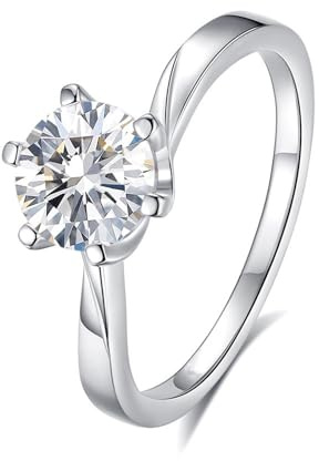 Skcess 18K Weißgold Herren Ring, Partner Ringe 6.5X6.5mm Moissanit Weiß 1ct Größe 58 (18.5)
