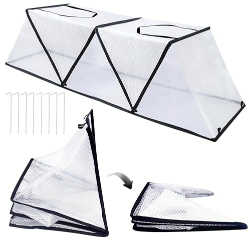 GwaOery Garden Plant Fleece Frost Protection for Flower Vegetables | Foldable Crop Cage Protection Cover for Winter Outdoor Plant Protector with Frame Protecting Plants from Animals