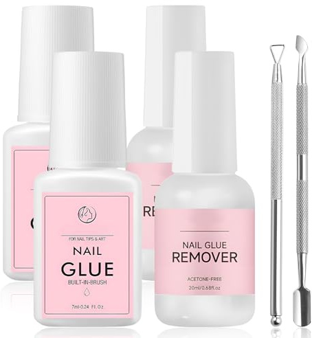 Nagelkleber Entferner Kit Nail Glue Remover Gel Nägel Entferner Glue Gel Press on Nails Inklusive Nagelknipser(7ml/20ml)