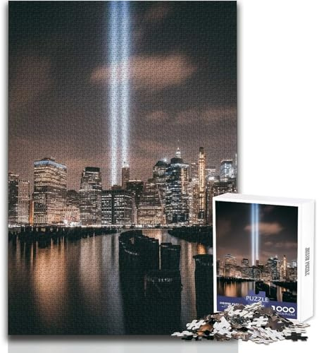 Tribute in Light, New York City Puzzle für Erwachsene, 1000 Teile, interaktives Lernspiel, herzerwärmendes und unvergessliches Geschenk, Größe 50x75cm