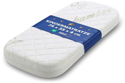 Totsy Baby Beistellbett Matratze 35×75 cm oval für Babywiege Wiege Moseskorb Babywanne Babybett Kinderbett Boxspring Kinderwagen Buggy Laufstall – atmungsaktiv & waschbar 35 x 75 Oeko-Tex