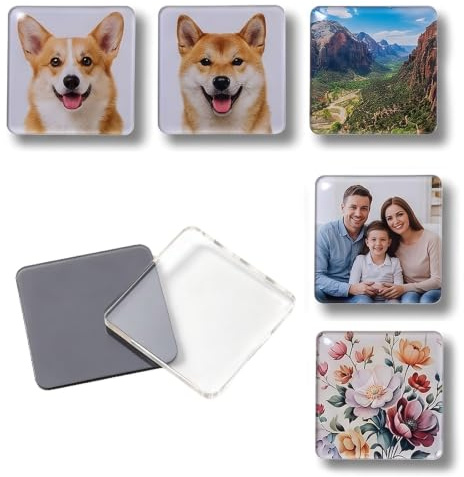 BIVYAX 10 Pcs Imanes Personalizados Nevera 5x5 cm, Iman Foto Nevera Autoadhesivo en Acrílico,Marcos de Fotos Imanes Personalizados Neve ra, Decoración Cocina Oficina Escuela