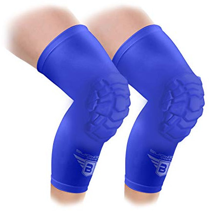Bucwild Sports Knee Pads / Padded Compression Pro Knee Sleeves (1 Pair) Youth & Adult Sizes - Basketball Wrestling Volleyball - XS / Small / Medium / Large / XL Black White Red Royal Blue Navy Blue