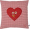 Zirbenkissen Bestickt mit Herz und Edelweiss rot karriert Größe 40x40 cm befüllt mit Zirbenflocken aus Zirbenholz in extra Inlett
