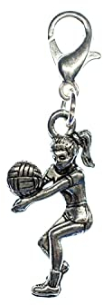 Miniblings Volleyballspielerin Volleyball Charm Ball Spielen Beachvolleyball - Handmade Modeschmuck I Kettenanhänger versilbert - Bettelanhänger Bettelarmband - Anhänger für Armband
