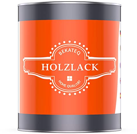 Holzlack 2in1 auf Wasserbasis, 1L farblos glänzend I Parkettlack Schutz & Versiegelung vor Feuchtigkeit & Schmutz I für Treppen, Möbel, Holzboden Lack, Fußbodenlack, Möbellack - BEKATEQ BK-725