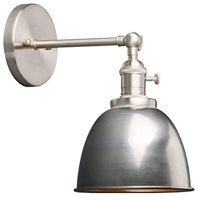 Phansthy Wandleuchten Retro Wandlampe aus Metall Deckenhalbkreis mit Schalter Verstellbar Wandspot E27 Moderne Wandleuchte Innen für Schlafzimmer Flur Eingang Wohnzimmer Küche(Klarlack)