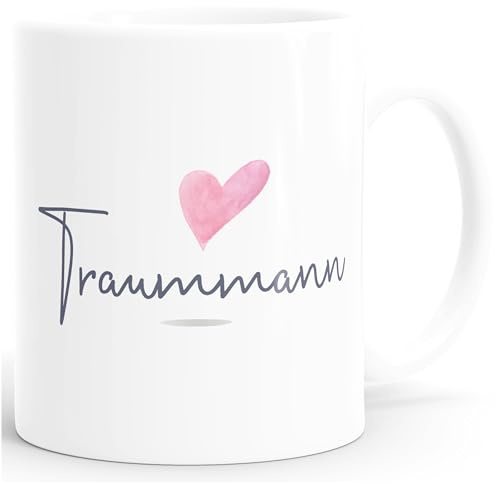 MoonWorks® Kaffee-Tasse Traummann Geschenk-Tasse für Freund Mann Herz Partner Tasse Liebe Geschenk Weiss unisize