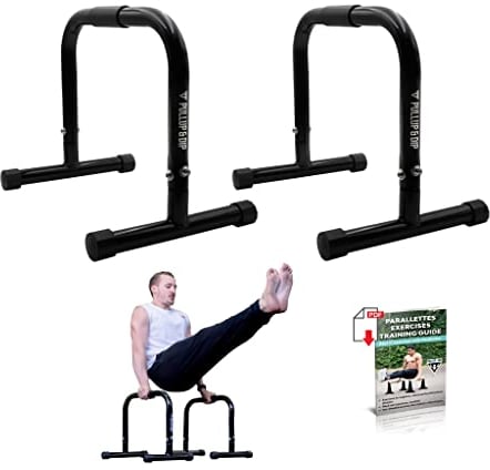 PULLUP & DIP Fitness Parallettes, Barres Parallèles, Mini Barres avec Poignée Extra Large pour Calisthenics, Street Workout, Gymnastique, Intérieur et Extérieur